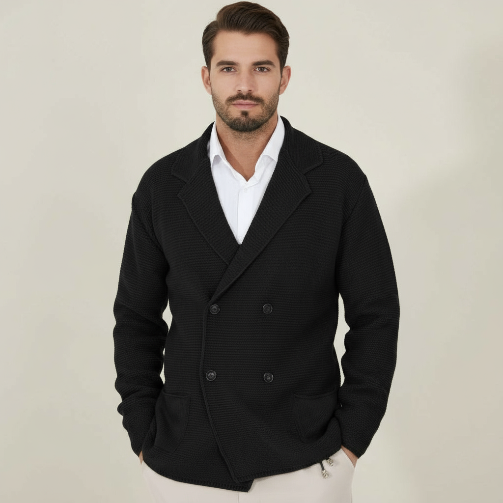 Sena – Men’s Cardigan | Double-Breasted Acrylic Blend, Blazer Style