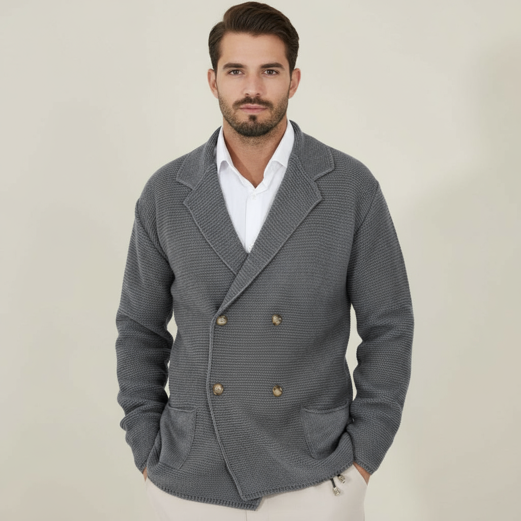 Sena – Men’s Cardigan | Double-Breasted Acrylic Blend, Blazer Style