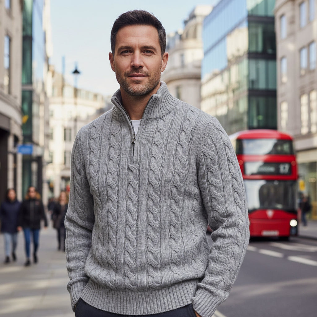 Sena – Men’s Half Zip Sweater | Cable Knit, Comfortable Fit 0