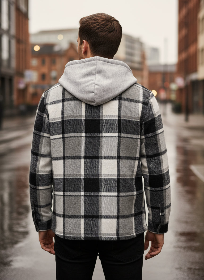 Sena – Men’s Jacket | Checked Cotton Blend, Casual Fit, Hooded 2