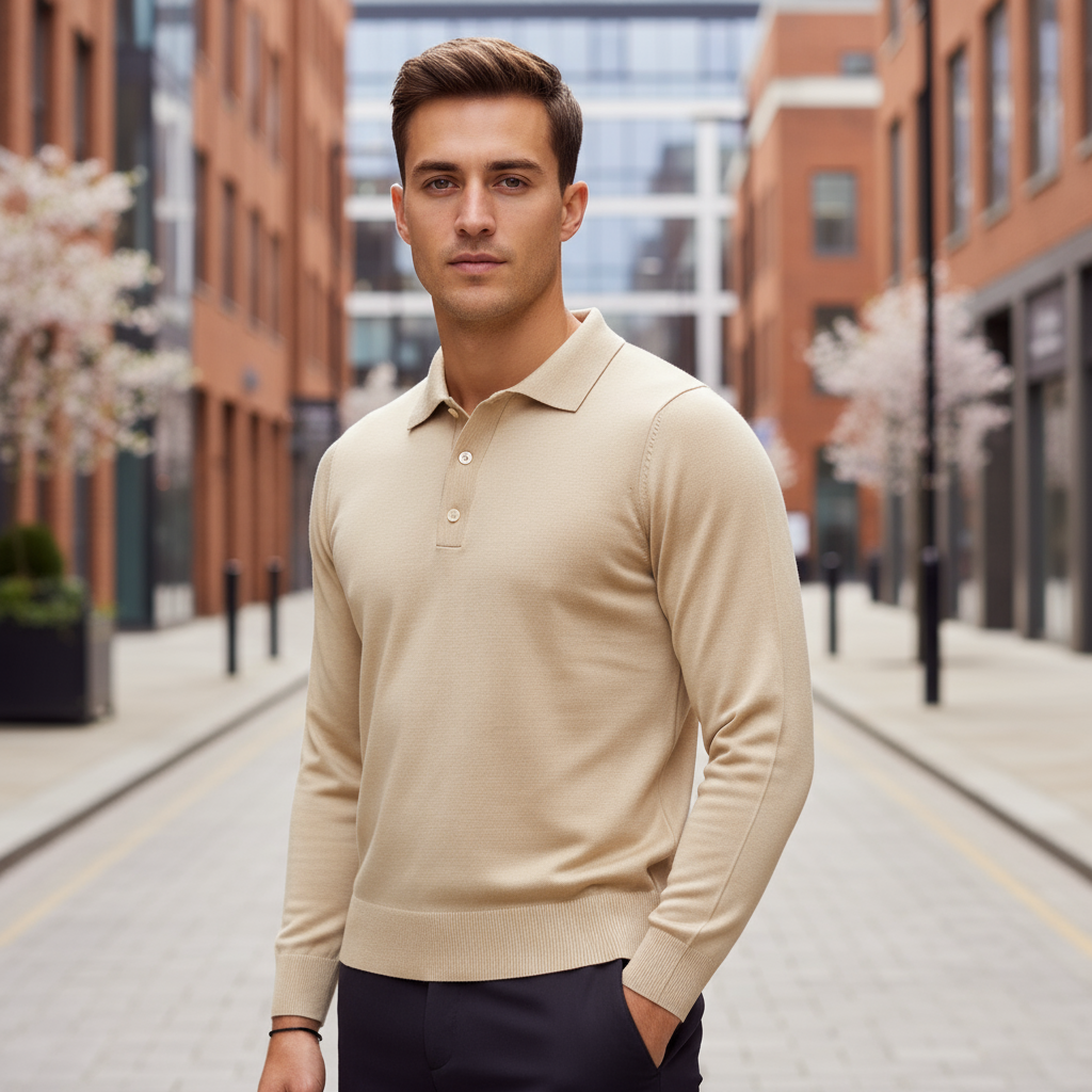 Sena – Men’s Long Sleeve Polo Shirts | Wool Blend, Classic Collar, Standard Fit 3