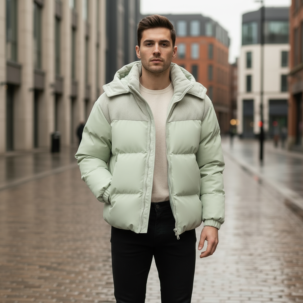 Sena – Men’s Puffer Jacket | Insulated Design with Corduroy Hood 8