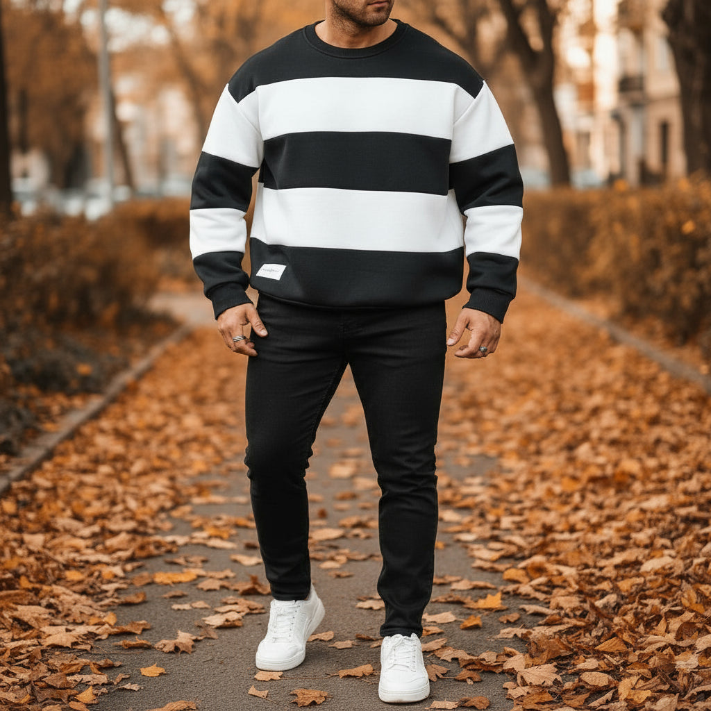 Sena – Men’s Sweater | Patchwork Cotton Blend, Comfortable Fit 0