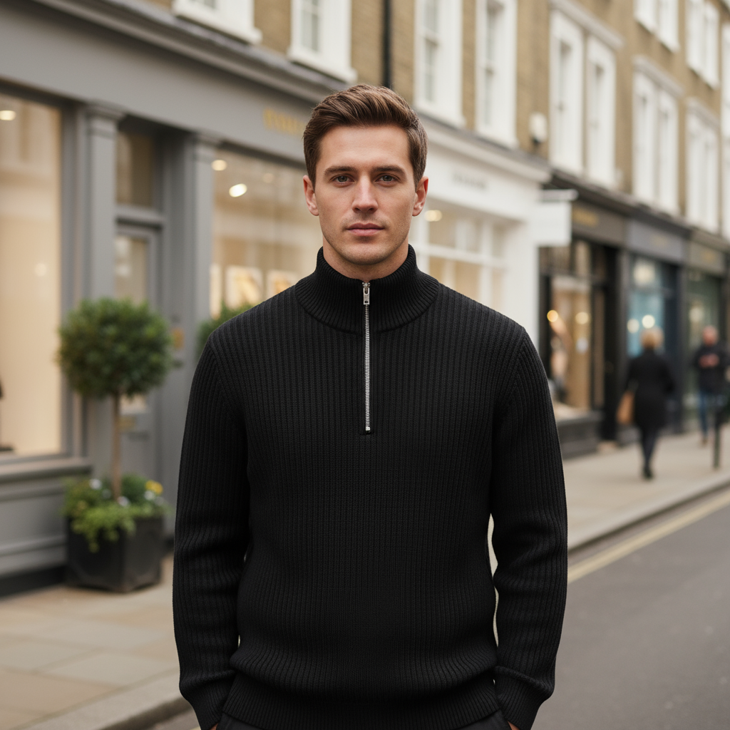 Sena – Men’s Sweater | Rib Knit, Half Zip, Nautical Style 5