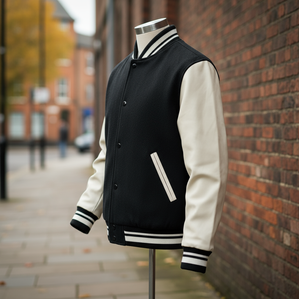 Sena – Men’s Varsity Jacket | Wool Blend with Faux Leather Sleeves, Tailored Fit 3