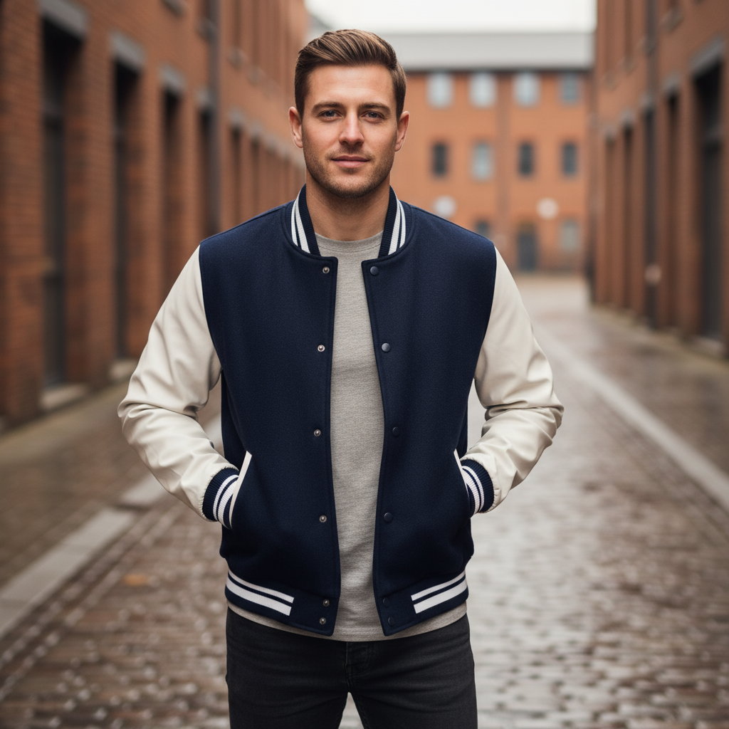Sena – Men’s Varsity Jacket | Wool Blend with Faux Leather Sleeves, Tailored Fit 4