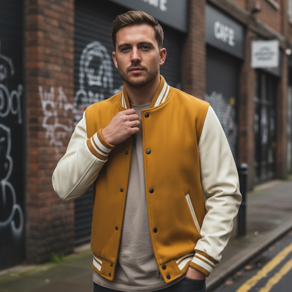 Sena – Men’s Varsity Jacket | Wool Blend with Faux Leather Sleeves, Tailored Fit 5