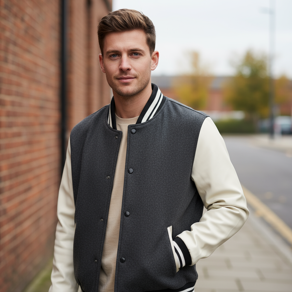 Sena – Men’s Varsity Jacket | Wool Blend with Faux Leather Sleeves, Tailored Fit 7