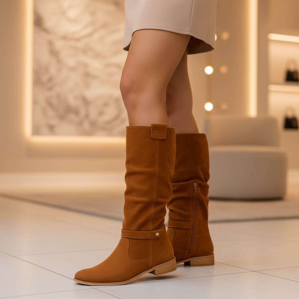 Sena – Women’s Knee High Boots | Suede Slouch Design, Low Block Heel 2