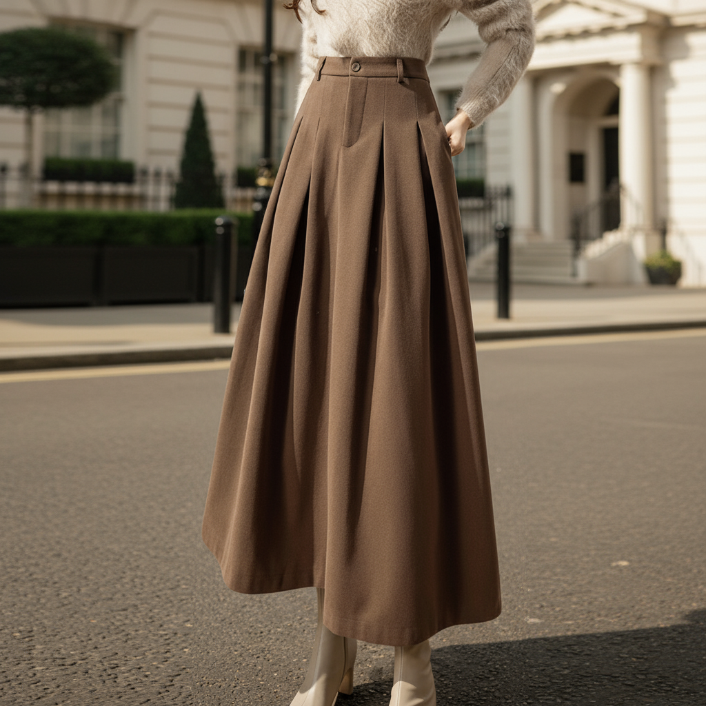 Sena – Women’s Maxi Skirt | Pleated A-Line Design 0