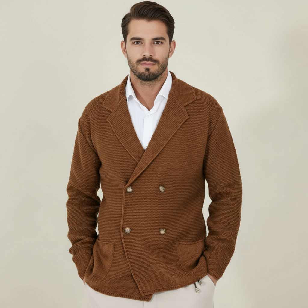 Sena – Men’s Cardigan | Double-Breasted Acrylic Blend, Blazer Style