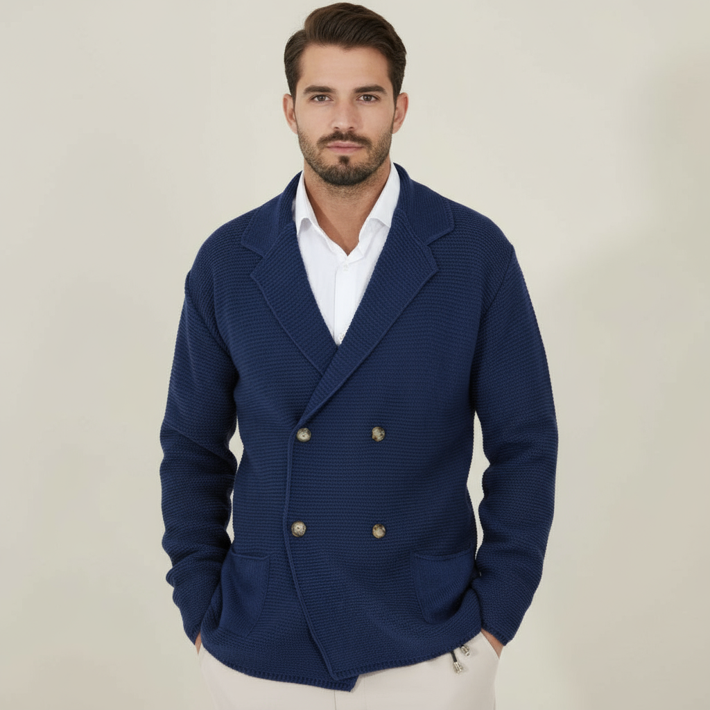 Sena – Men’s Cardigan | Double-Breasted Acrylic Blend, Blazer Style