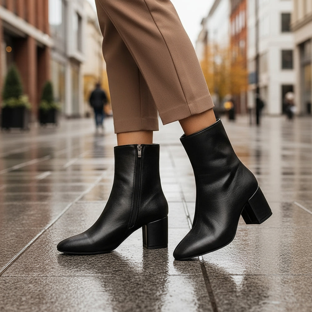 Sena – Women’s Ankle Boots | Leather, Block Heel, Elegant Design