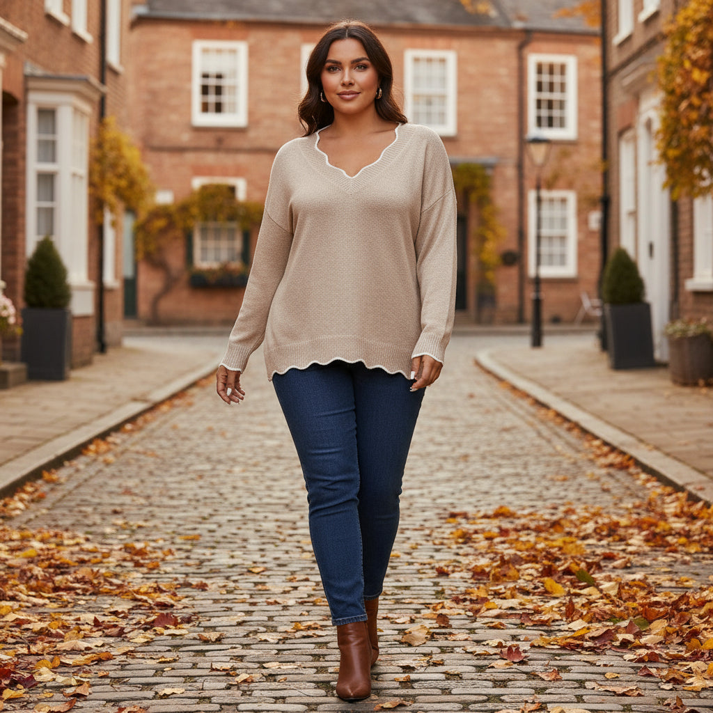 Sena – Women’s Sweater | Plus-Size Cotton Blend, Drop-Shoulder Design 0